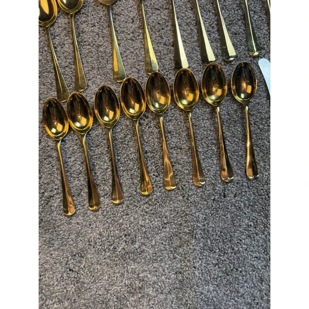 44Pieces Sheffield England Stainless Steel Gold Color Flatware Bundle